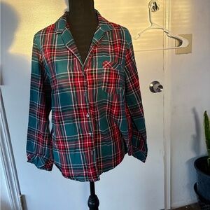 Victoria's Secret Red and Green Plaid Shirt